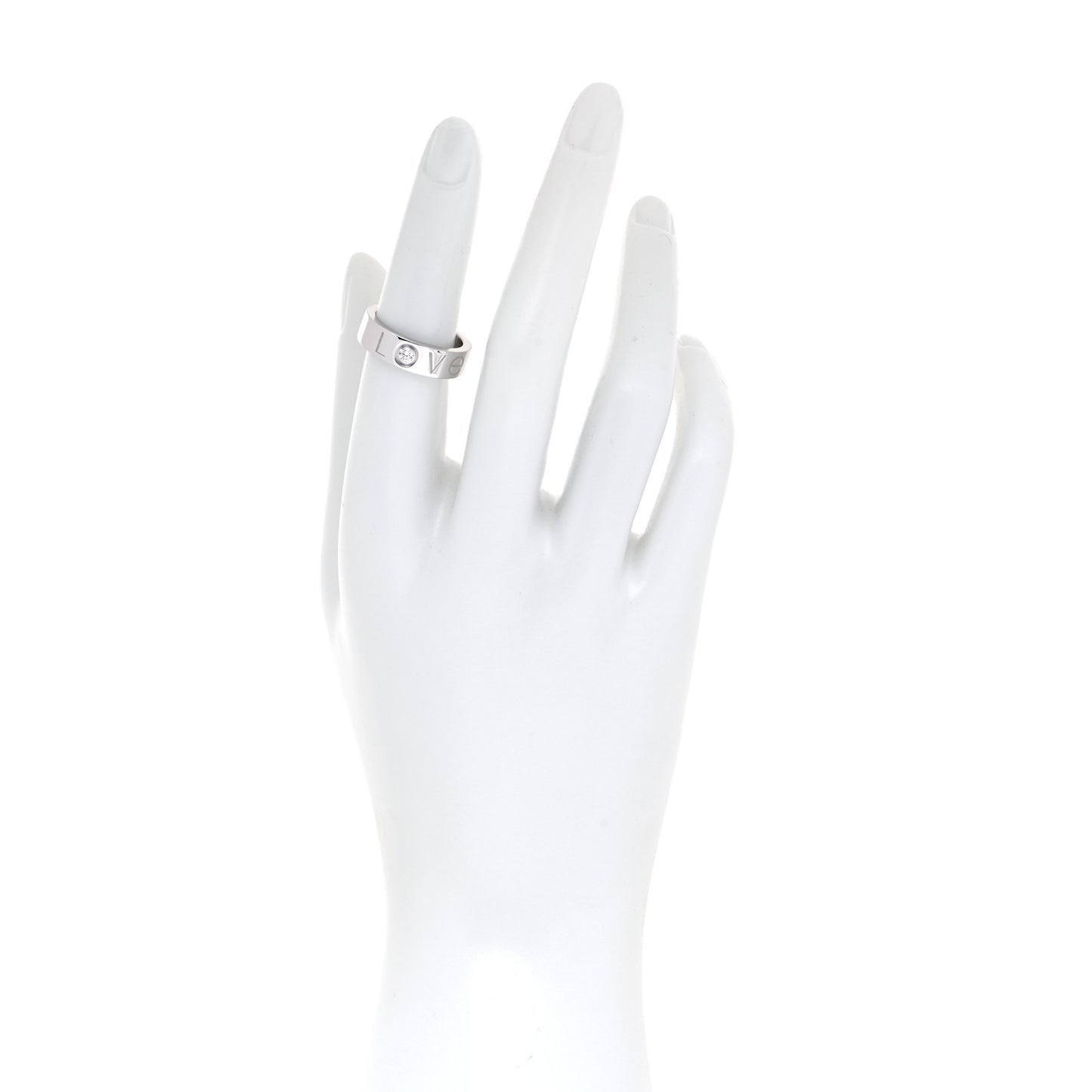 18K White Gold Diamond 5.5mm Christmas LOVE Ring 52 6