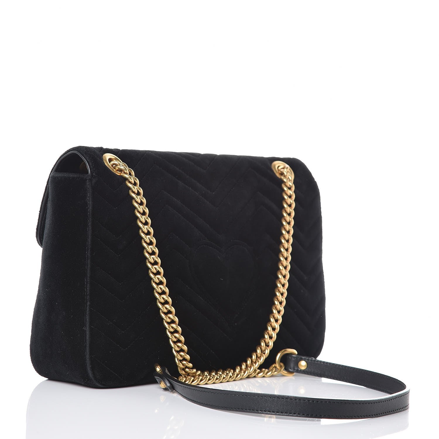 Gucci Velvet Matelasse Medium GG Marmont Shoulder Bag Black 3 of 8