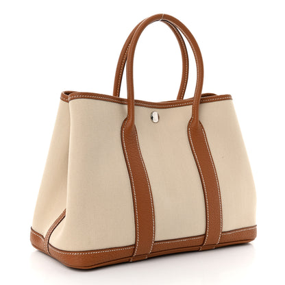 Hermes Grand Chevron Weave Negonda Garden Party 30 TPM Tote Craie Gold 3 of 10