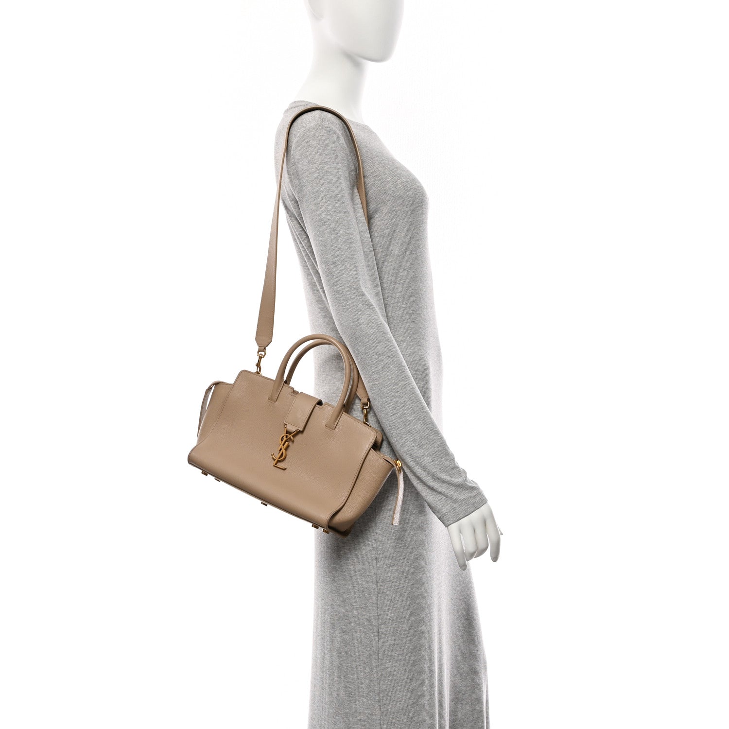 Saint Laurent Calfskin Baby Monogram Downtown Cabas Beige 2 of 10