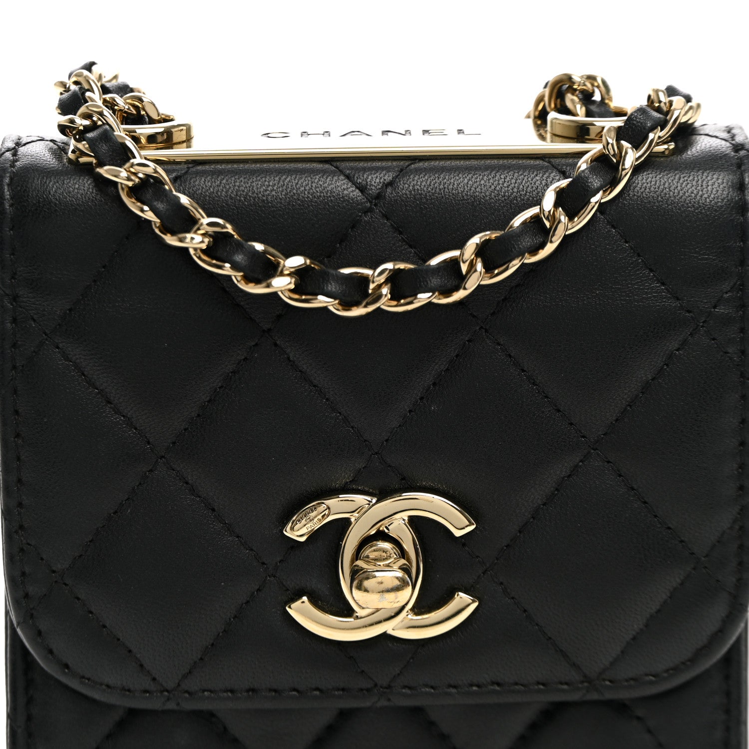 Chanel Lambskin Quilted Mini Trendy CC Clutch With Chain Black 8 of 10