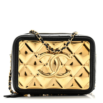 Chanel Lambskin Quilted Golden Plate Clutch With Chain Black 1 of 13