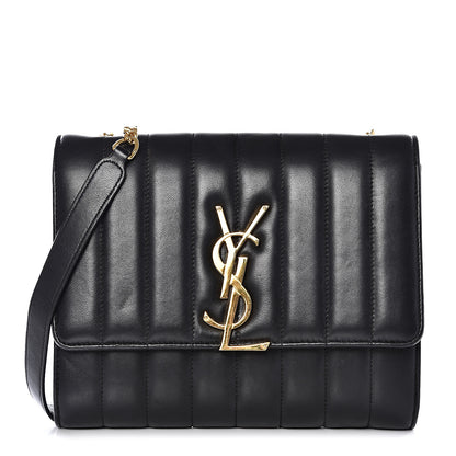 Saint Laurent Lambskin Matelasse Monogram Vicky Chain Wallet Black 1 of 11