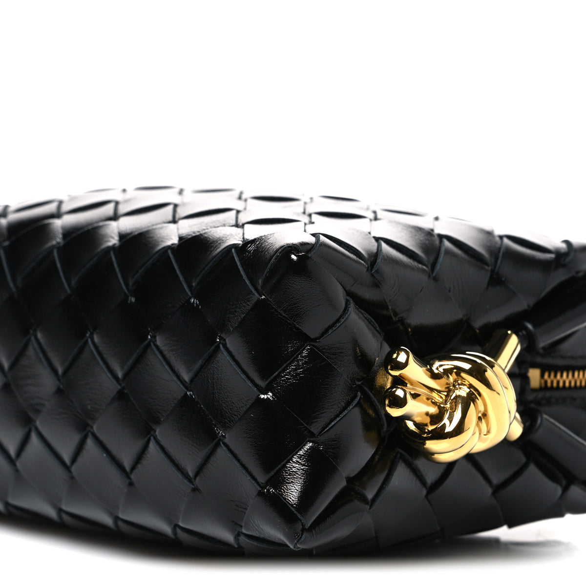 Bottega Veneta Polished Nappa Intrecciato Metallic Knot Mini Loop Camera Bag Black 9 of 9