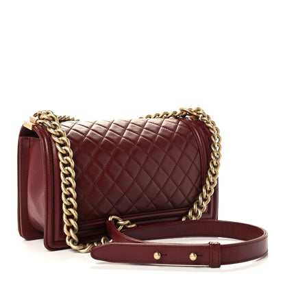 Chanel Lambskin Quilted Medium Boy Flap Burgundy 3 of 12