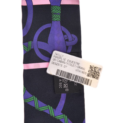 Hermes Silk Panoplie Equestre Twilly Caban Violet Orange 4 of 5