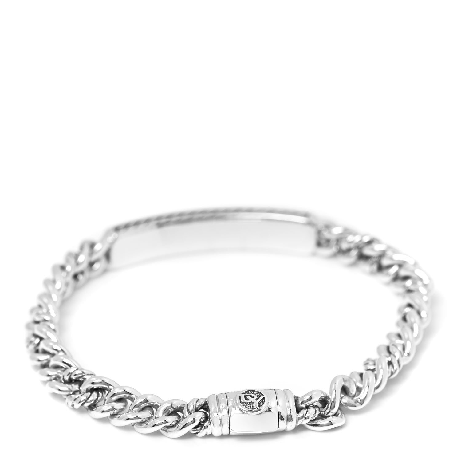 David Yurman Sterling Silver Diamond Belmont Curb Link ID Bracelet 3 of 5