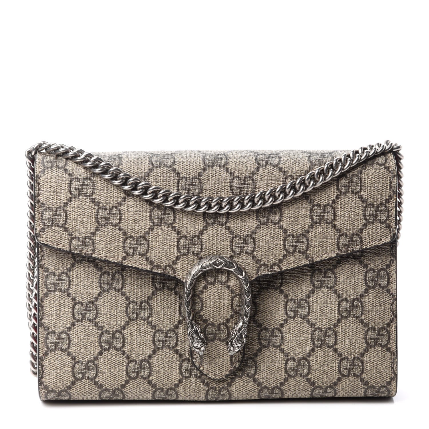 Gucci GG Supreme Monogram Mini Dionysus Chain Wallet Beige Vulcanic Red 1 of 10