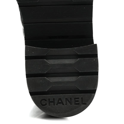 Chanel Shiny Lambskin Quilted Lace Up Combat Boots 38 Black 9 of 9