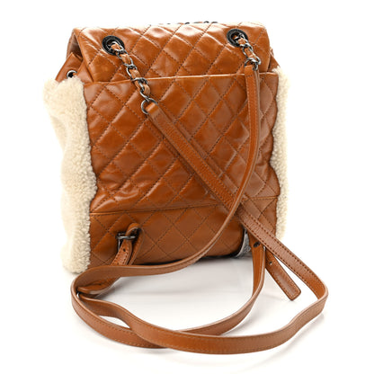 Chanel Glazed Calfskin Shearling Quilted Small Mountain Backpack Brown 2 of 10