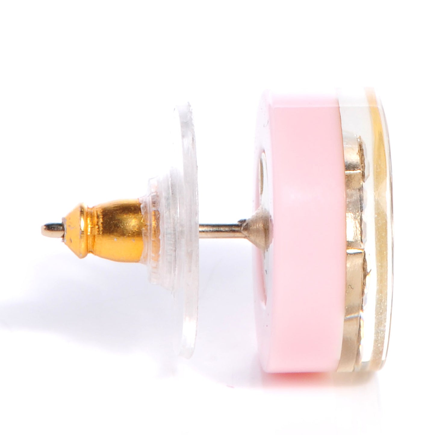 Resin Crystal Striped CC Earrings Pink