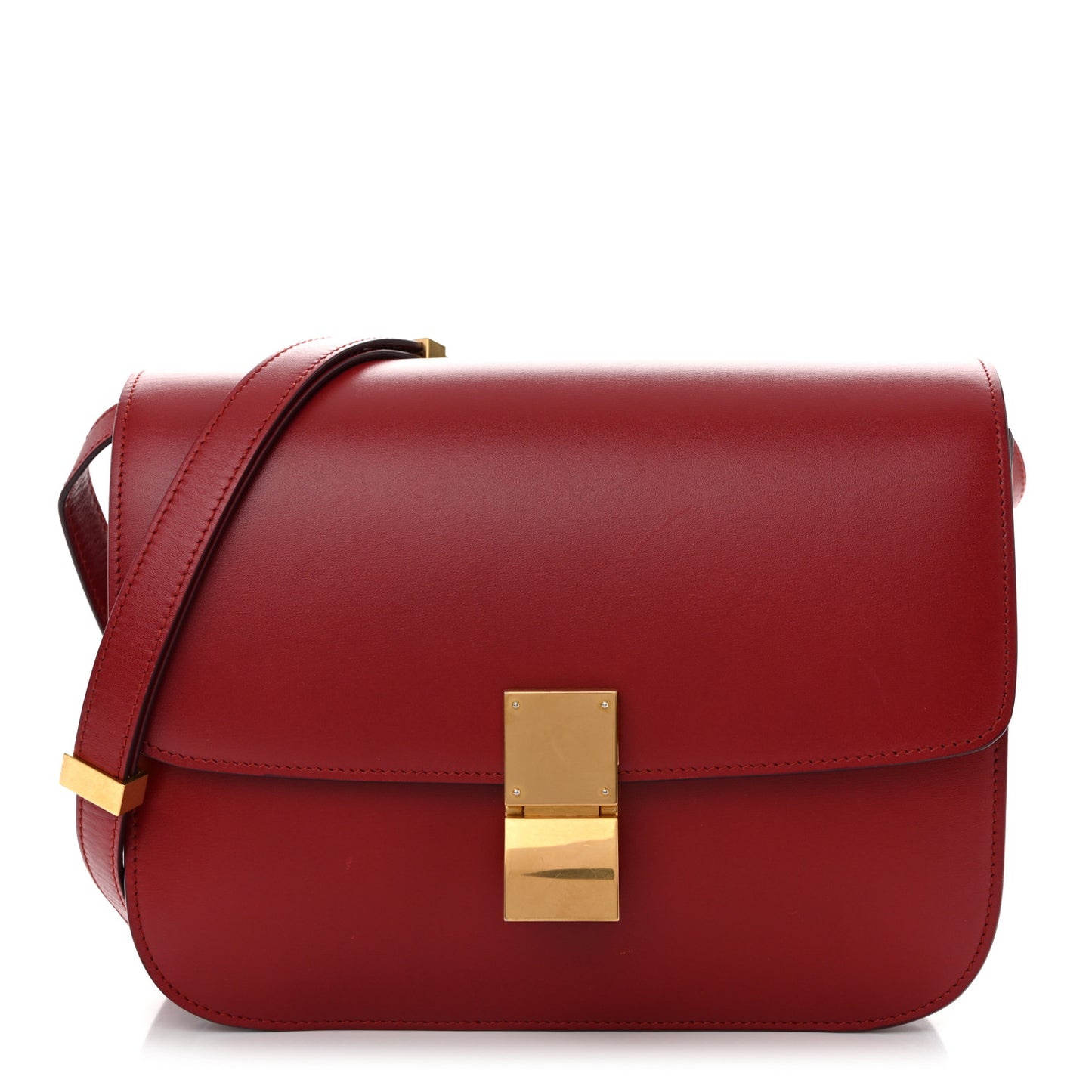 Box Calfskin Medium Classic Box Flap Bag Red