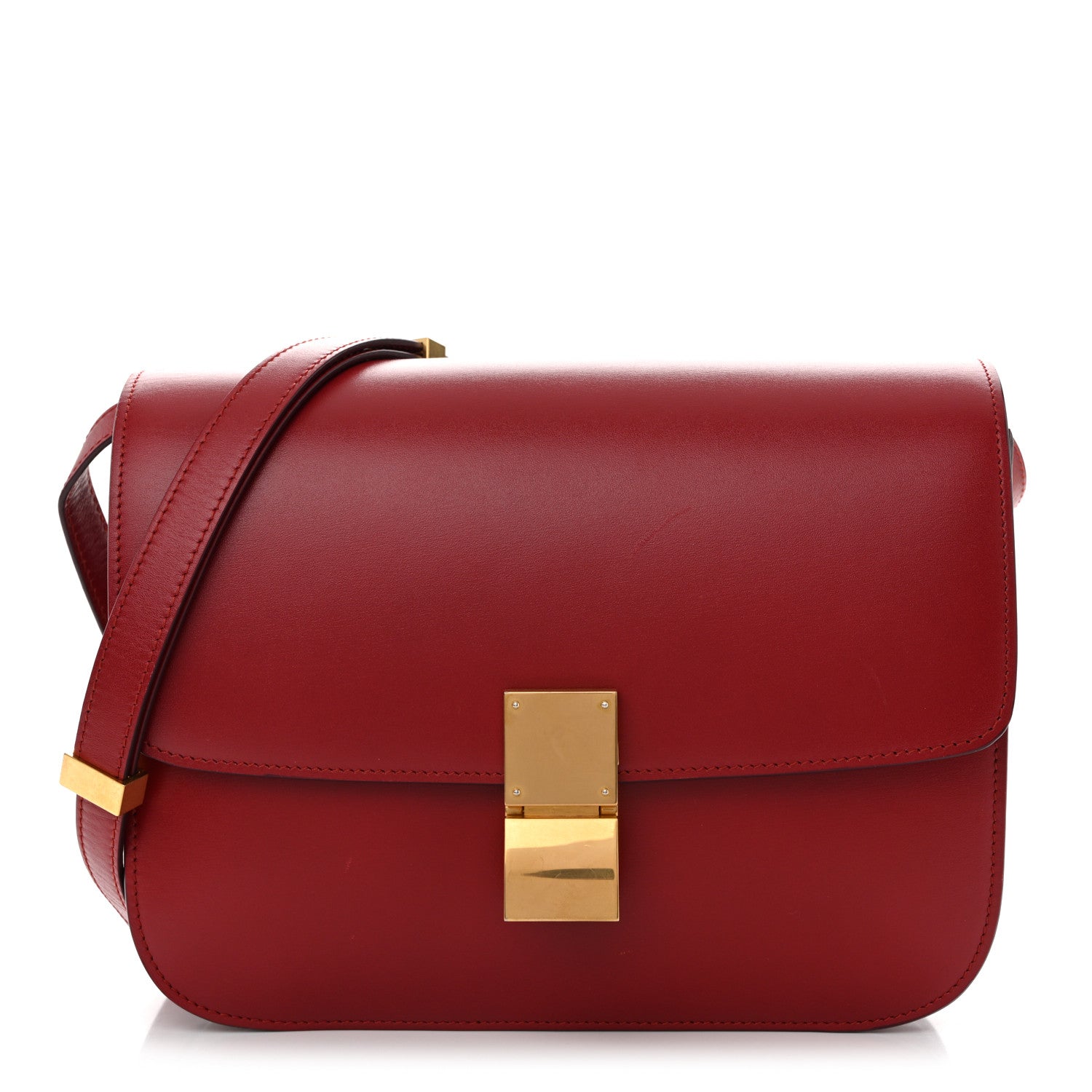Celine Box Calfskin Medium Classic Box Flap Bag Red 1 of 11