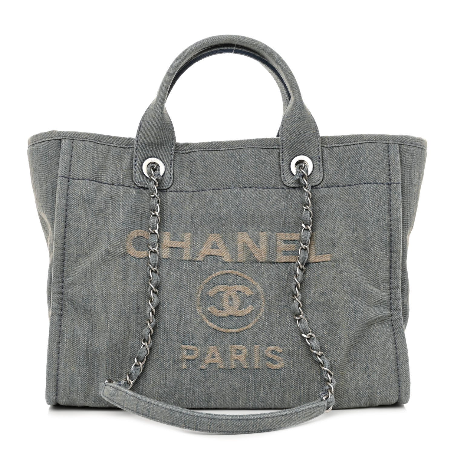 Chanel Denim Small Deauville Tote Light Blue 1 of 10
