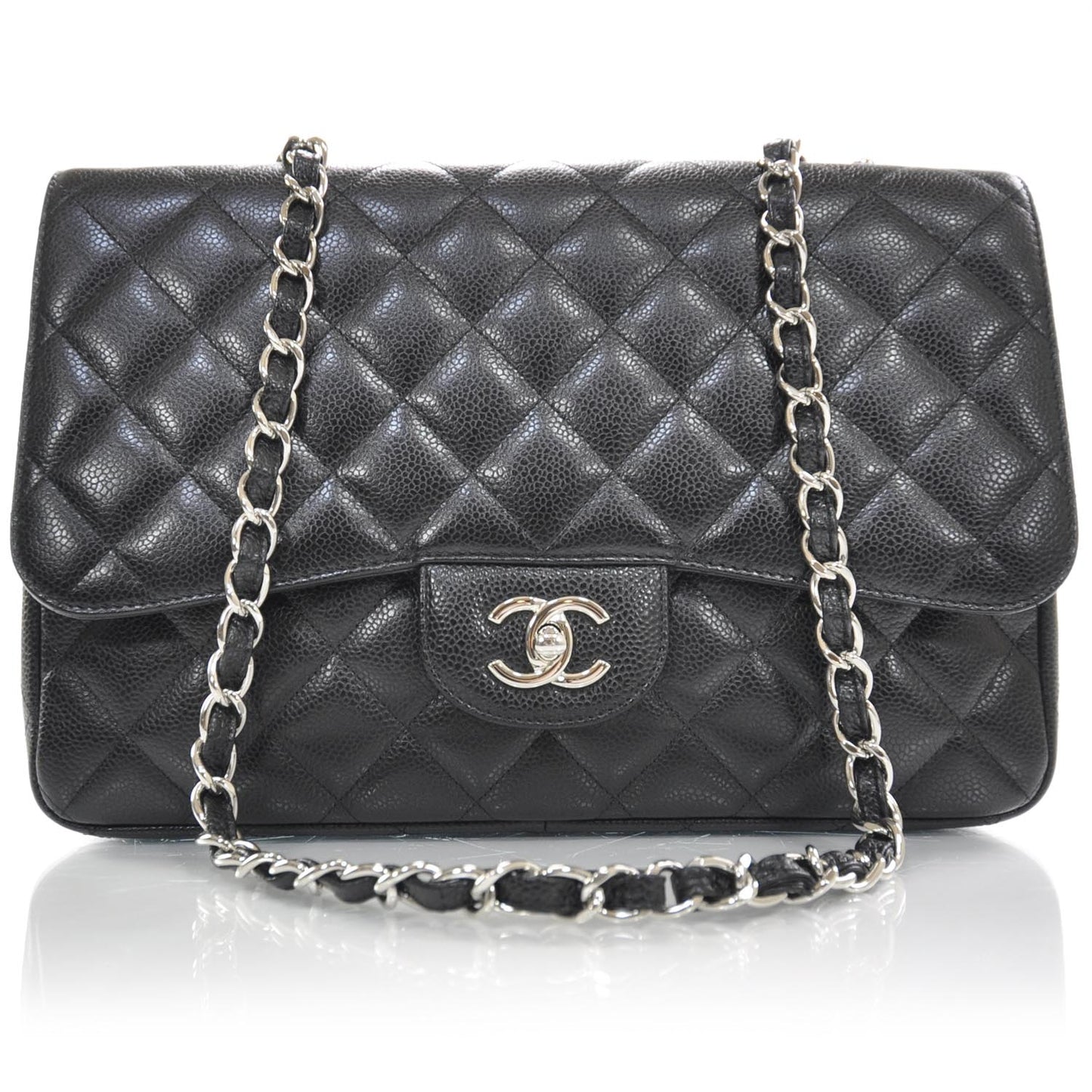 Caviar Jumbo Flap Black SHW
