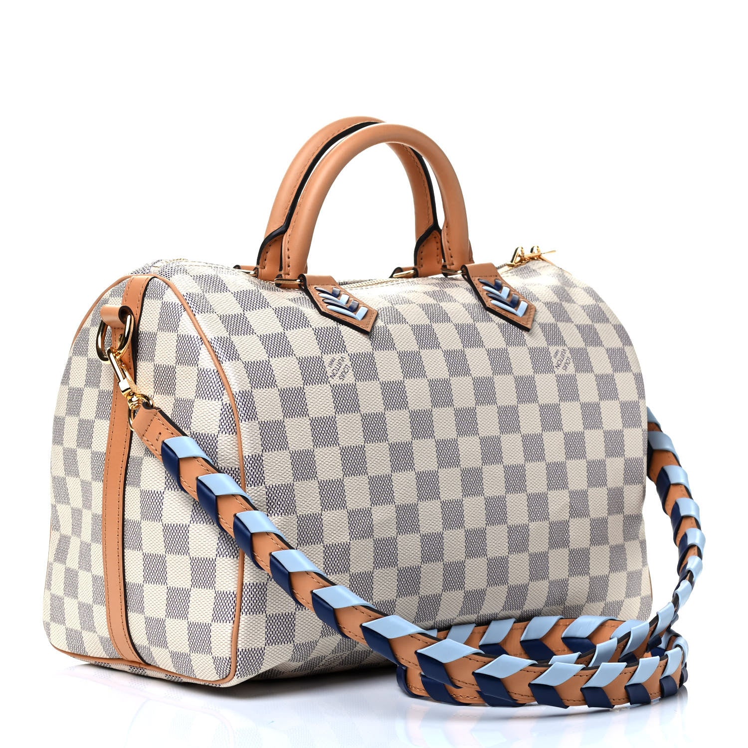 Louis Vuitton Damier Azur Braided Speedy Bandouliere 30 Blue 2 of 4