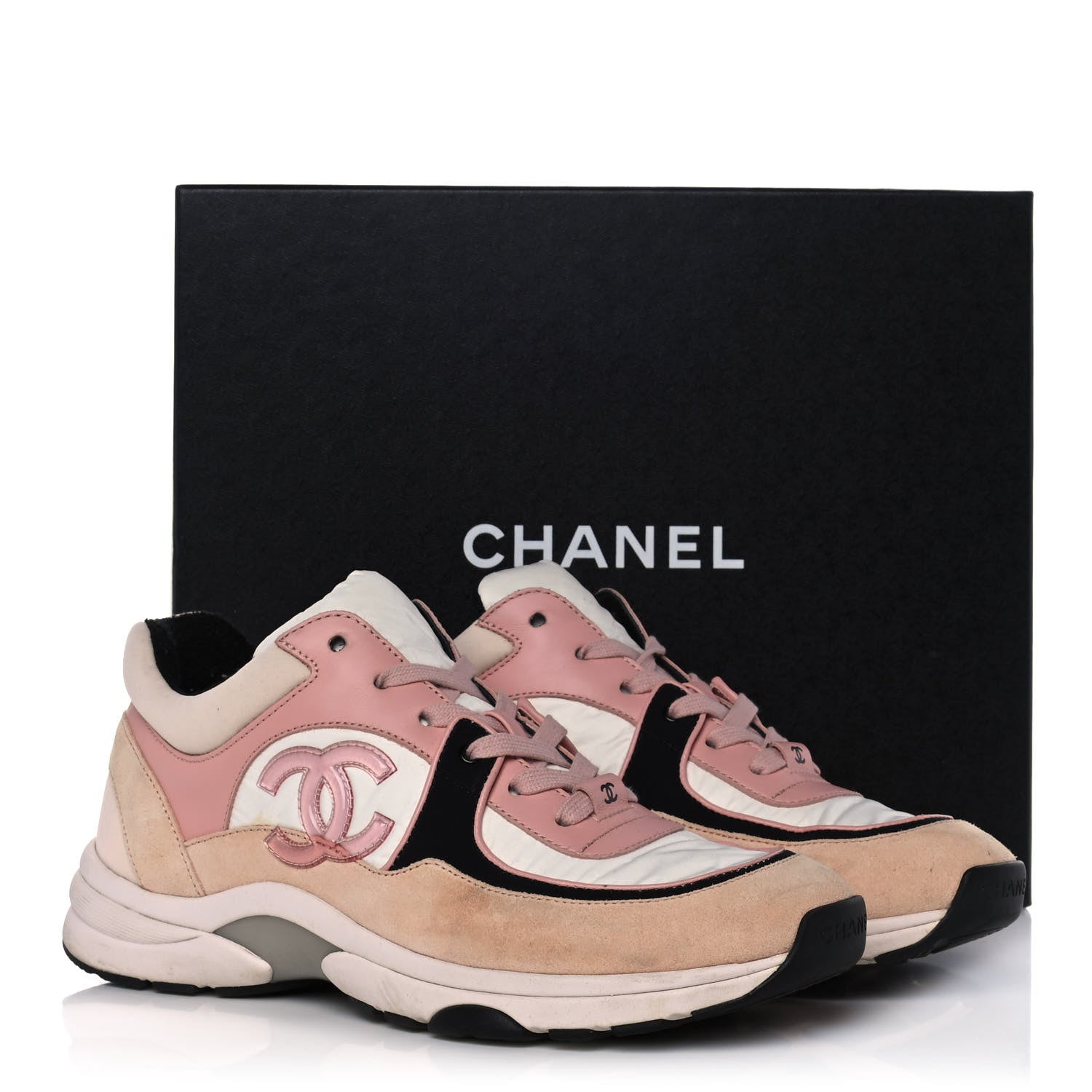 Chanel Nylon Lambskin Suede Calfskin CC Sneakers 39 Pink 11 of 11