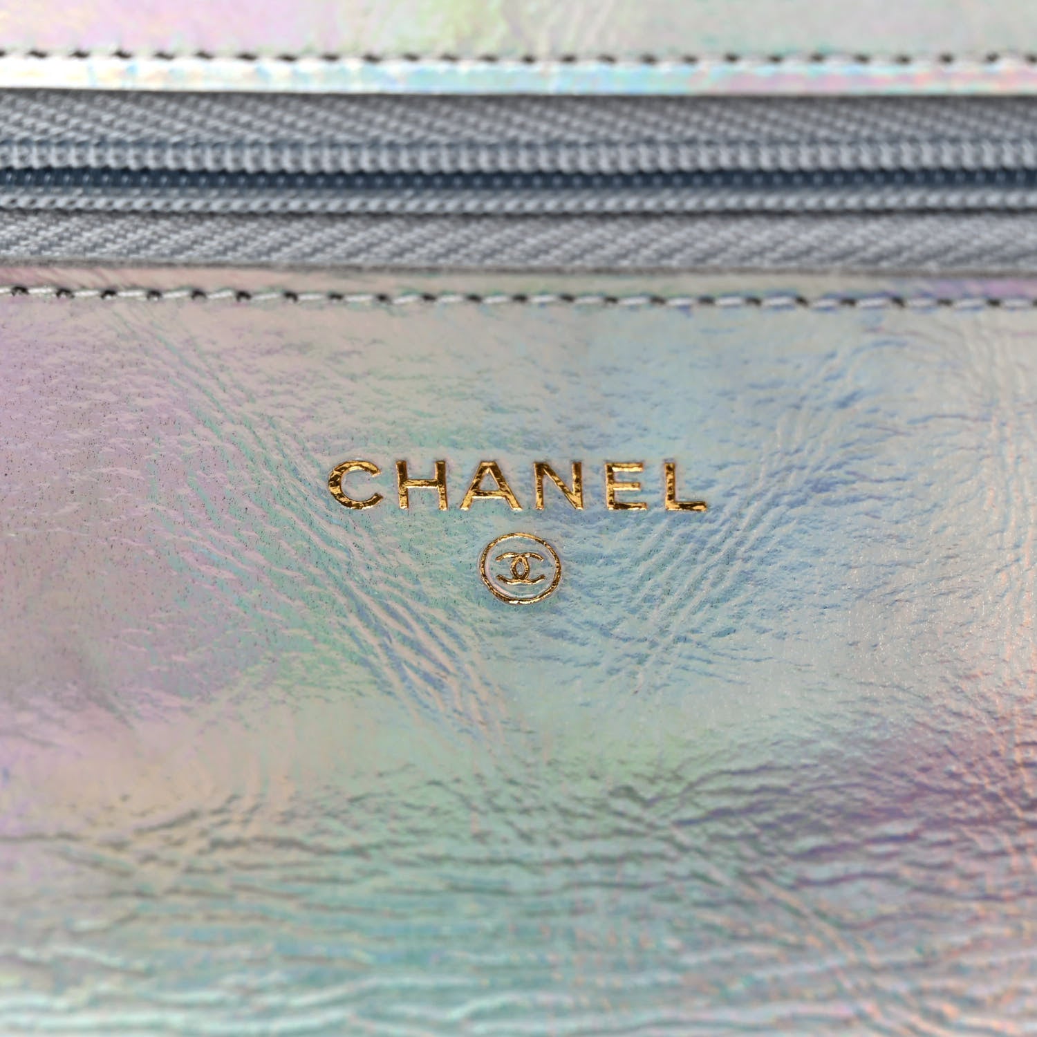 Chanel Iridescent Goatskin Quilted Wallet On Chain WOC Silver 6 of 11