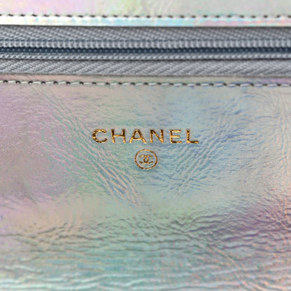 Chanel Iridescent Goatskin Quilted Wallet On Chain WOC Silver 6 of 11