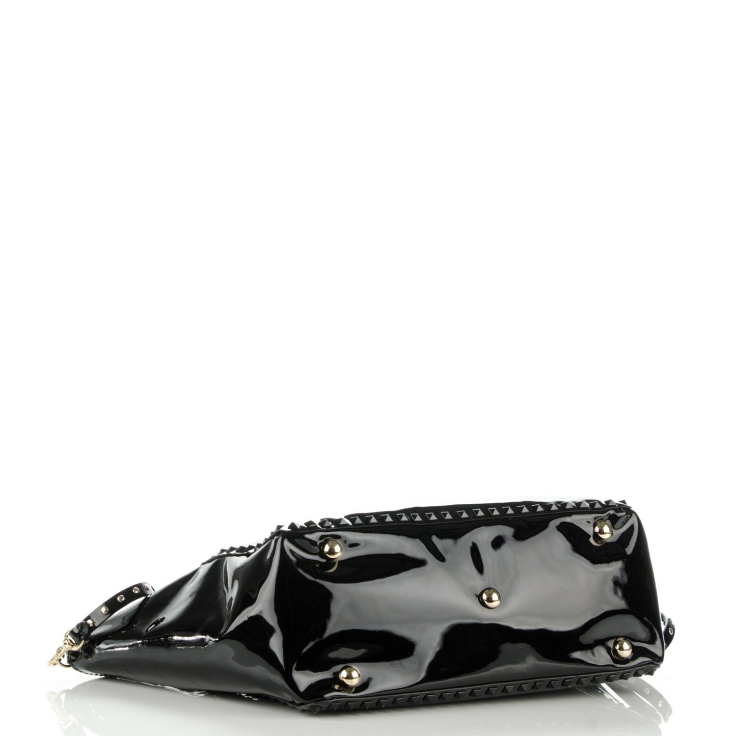Patent Medium Rockstud Tote Black