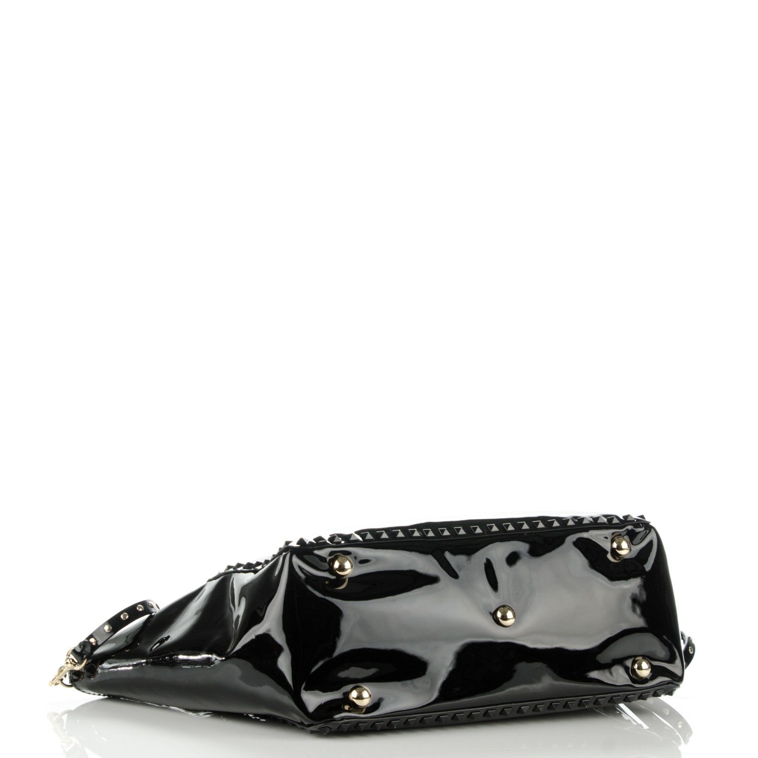 Valentino Garavani Patent Medium Rockstud Tote Black 4 of 7