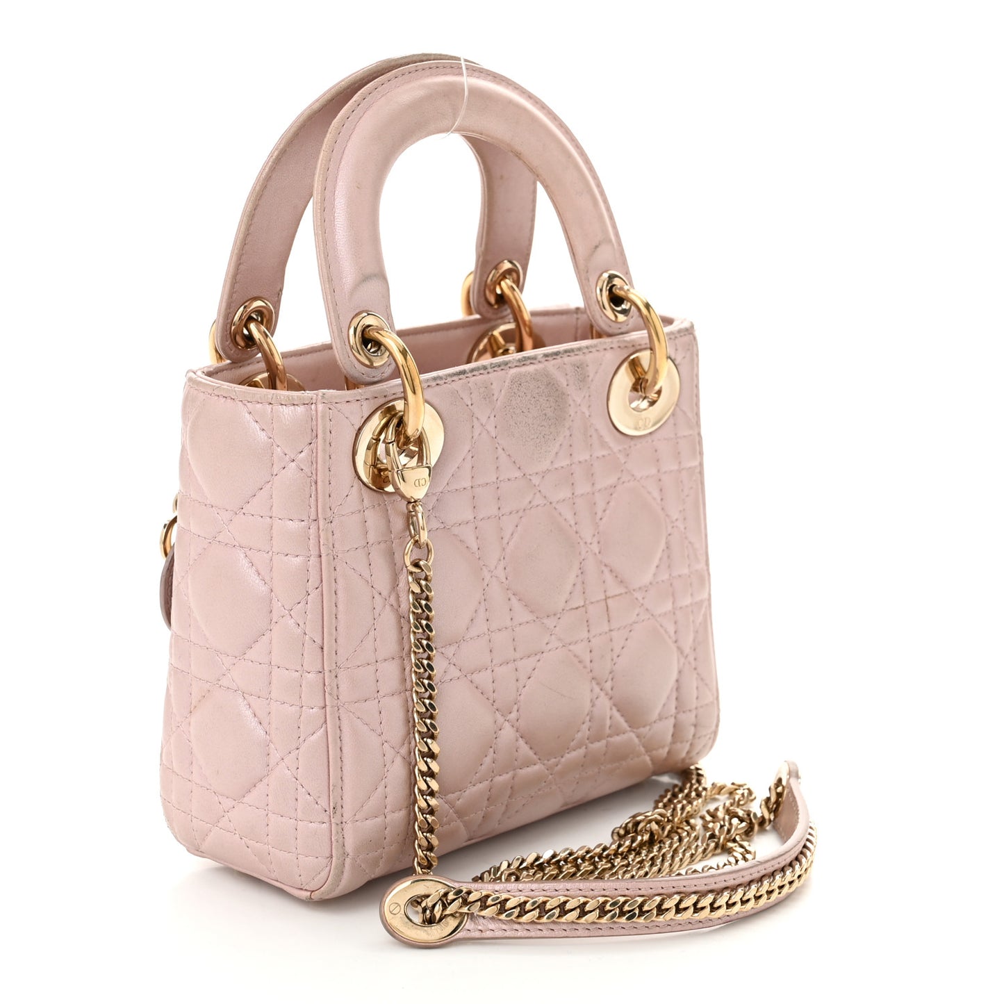 Metallic Lambskin Cannage Mini Lady Dior Lotus