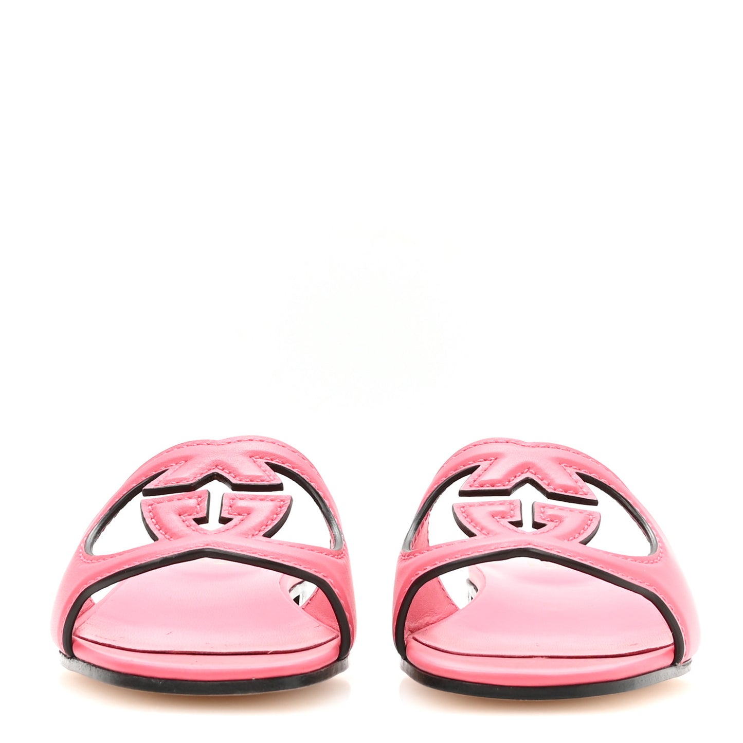 Cosmos Softy Calfskin Interlocking G Cut Out Slide Sandals 37 Rhodamine Pink