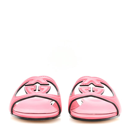 Gucci Cosmos Softy Calfskin Interlocking G Cut Out Slide Sandals 37 Rhodamine Pink 3 of 8