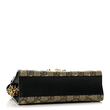 Gucci GG Supreme Monogram Bees Small Padlock Shoulder Bag Black 4 of 14