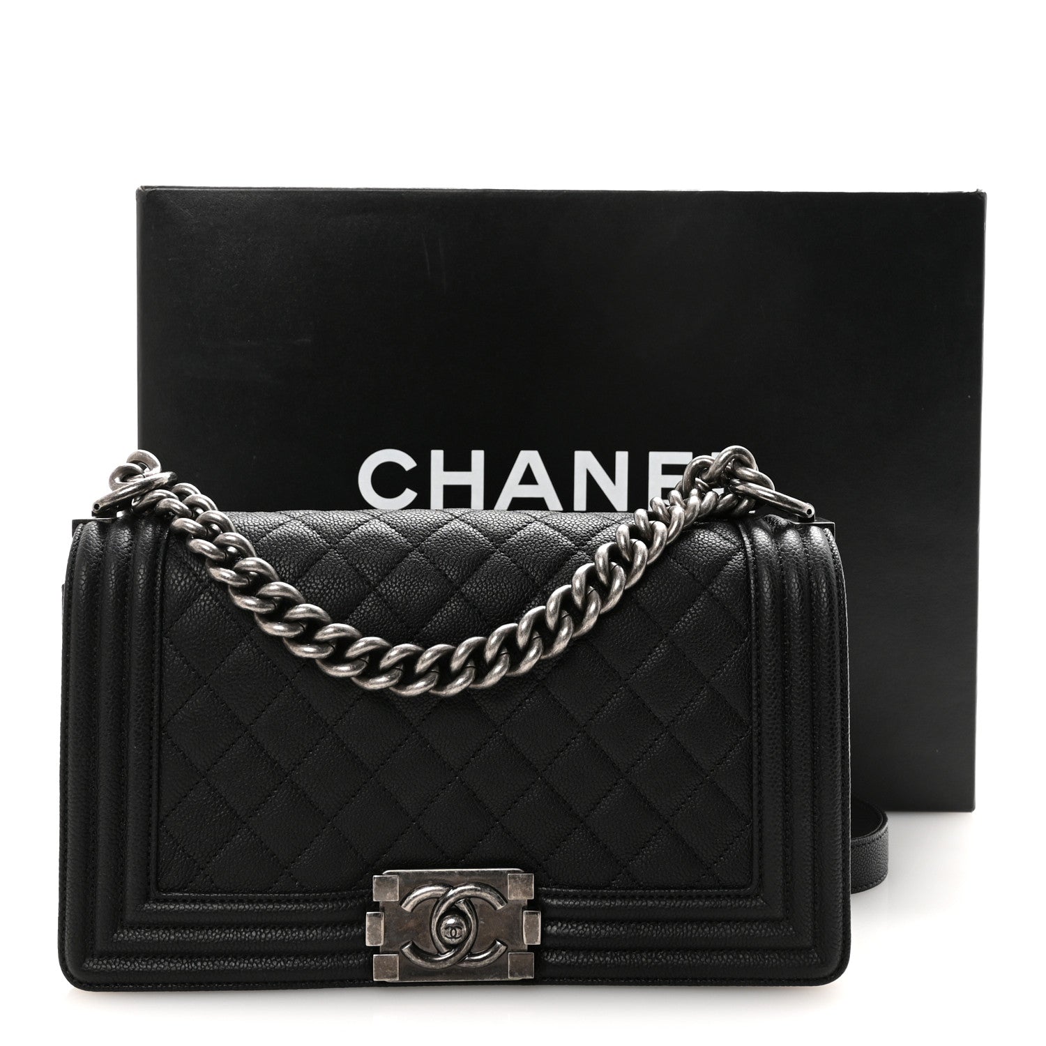 Chanel Caviar Quilted Medium Boy Flap Black 11 of 11