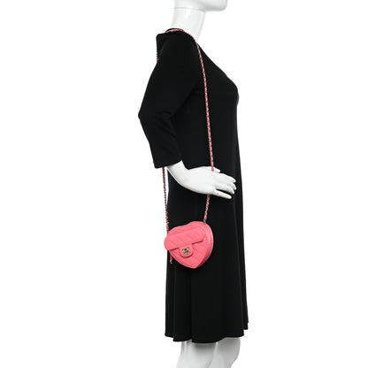 Chanel Lambskin Quilted CC In Love Heart Clutch With Chain Pink 2 of 9
