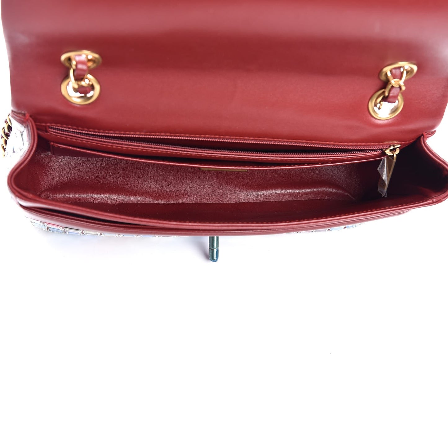 Lambskin Mosaic Medium Flap Red Multicolor