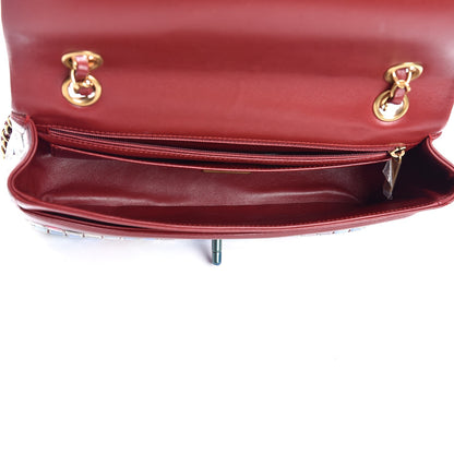 Chanel Lambskin Mosaic Medium Flap Red Multicolor 6 of 8