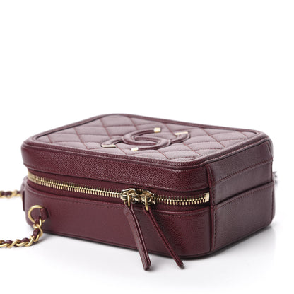 Chanel Caviar Quilted CC North South Filigree Vanity Case Burgundy 4 of 10