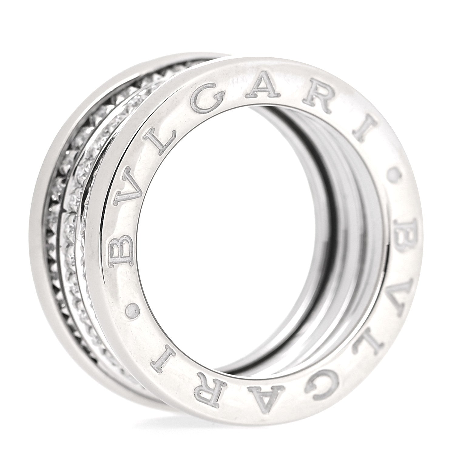 Bulgari 18K White Gold Diamond B.Zero1 Four-Band Full Pave Ring 51 5.75 4 of 4