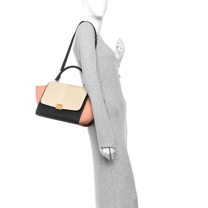 Celine Pony Hair Smooth Calfskin Small Tri-Color Trapeze Seashell Multicolor 2 of 9