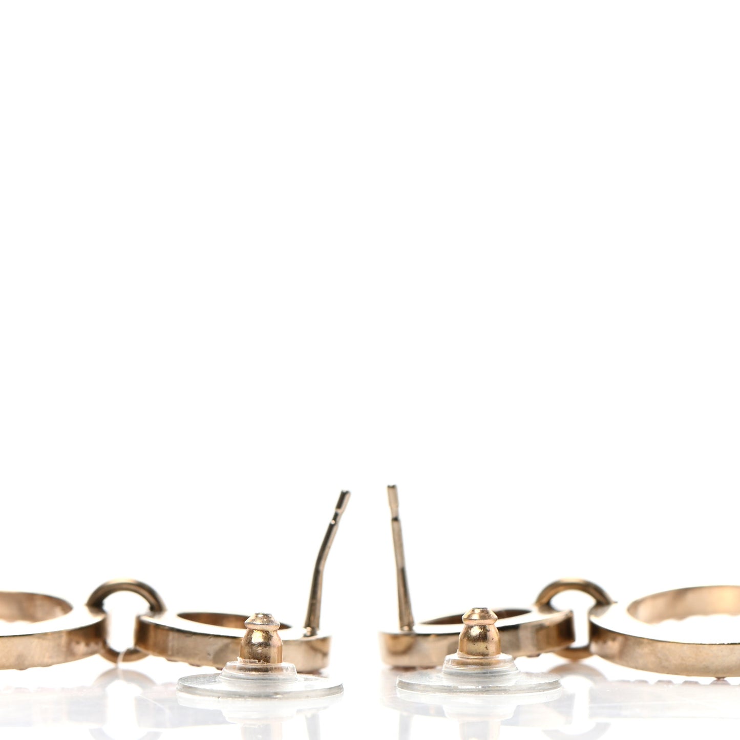 Crystal CC Hoop Drop Earrings Gold Pink