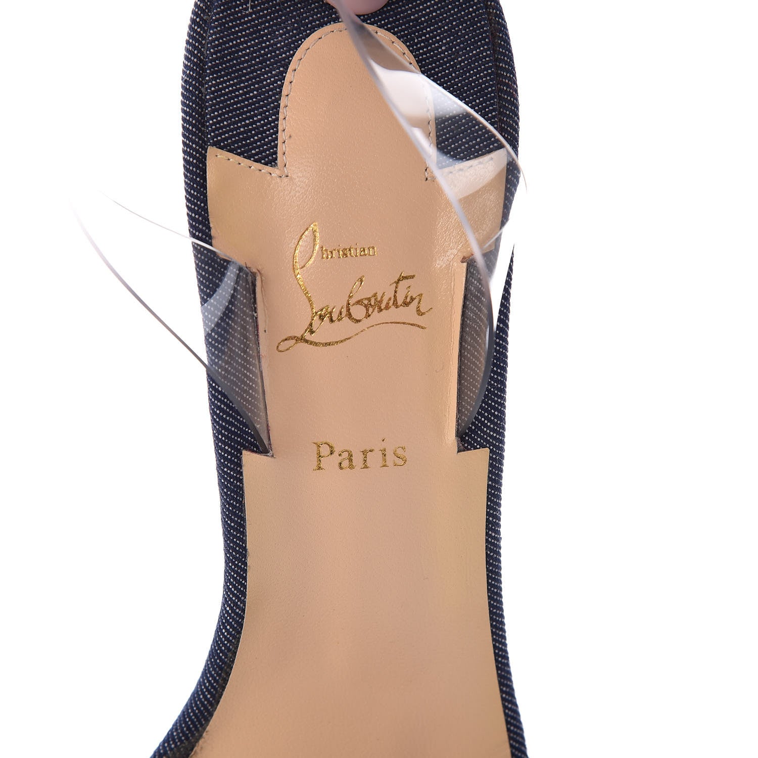 Christian Louboutin Denim PVC Jonatina 100 Sandals 37.5 Blue Transparent 8 of 14