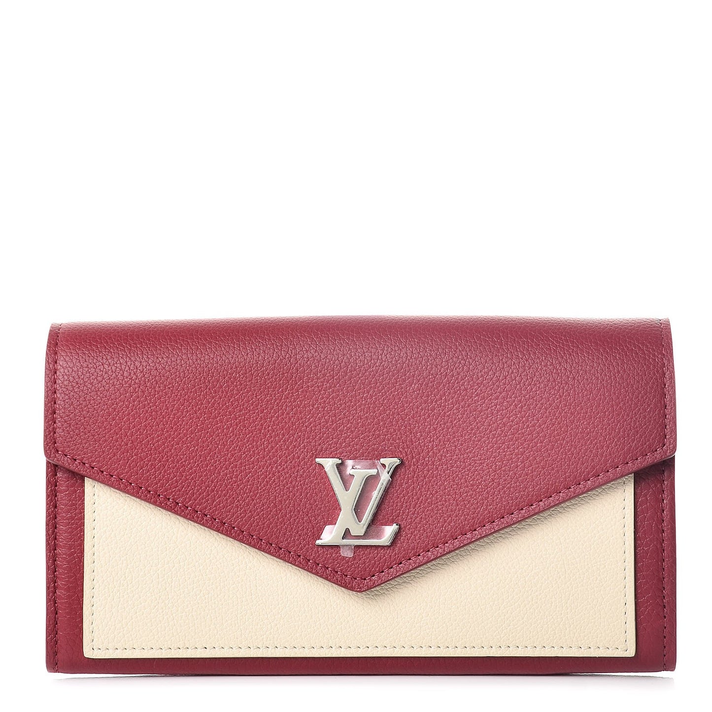 Soft Calfskin My Lockme Wallet Lie De Vin Etain Creme
