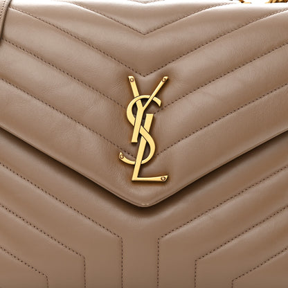 Saint Laurent Calfskin Y Quilted Monogram Medium Loulou Chain Satchel Taupe 8 of 11