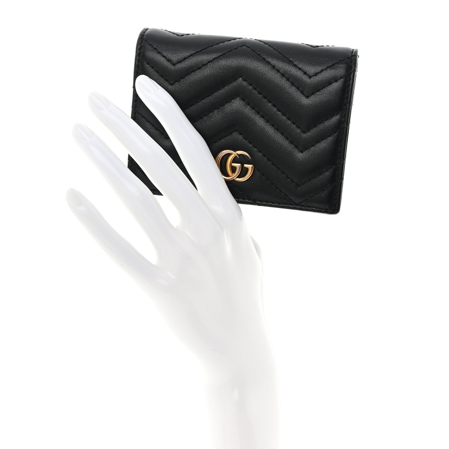Gucci Calfskin Matelasse GG Marmont Card Case Wallet Black 2 of 12