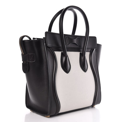 Celine Shrunken Lambskin Micro Bi-Color Luggage Black White 3 of 13