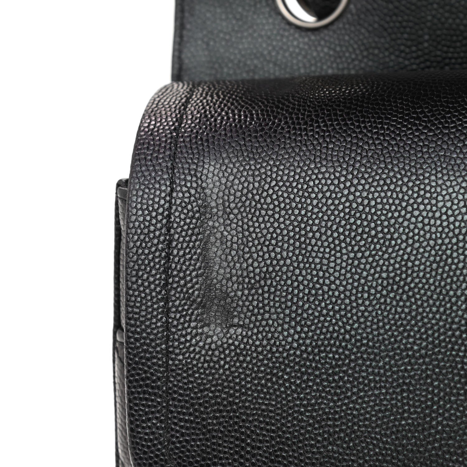 Chanel Iridescent Caviar Chevron Quilted Jumbo Double Flap Black 11 of 11