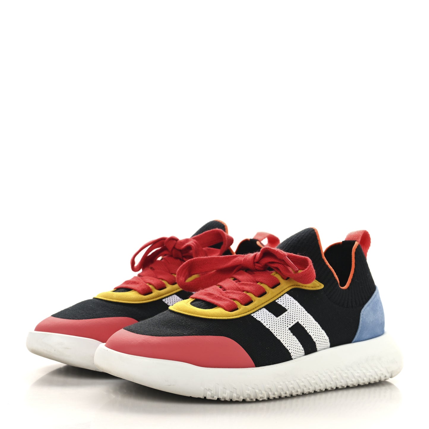 Knit Suede Goatskin Womens Crew Sneakers 37.5 Multicolor