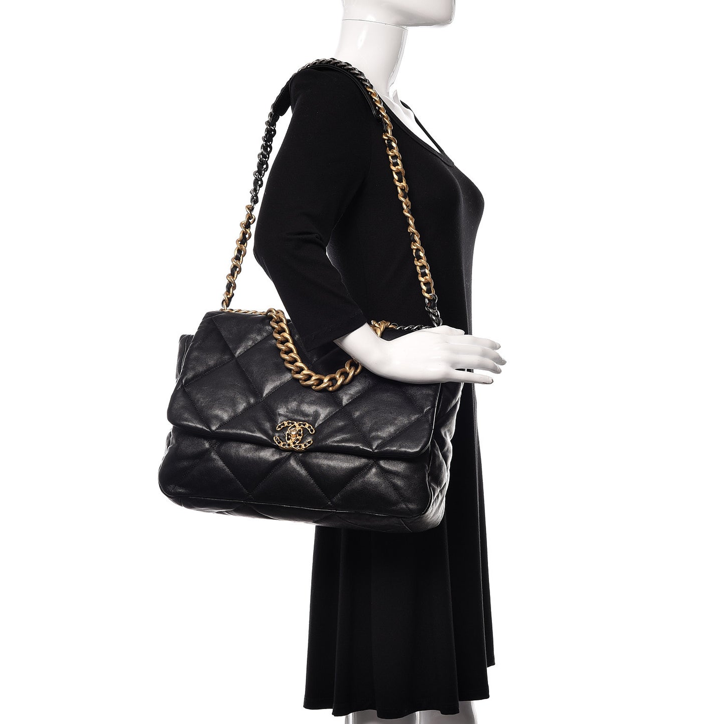Goatskin Quilted Maxi 19 Flap Black