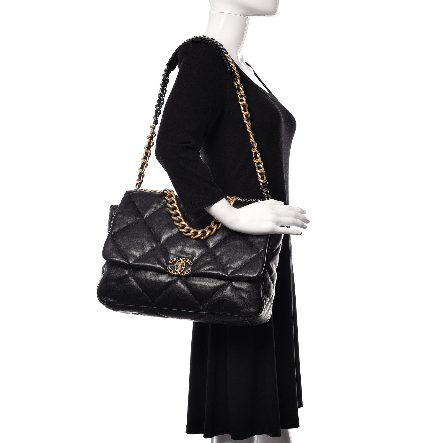 Chanel Goatskin Quilted Maxi 19 Flap Black 2 of 13