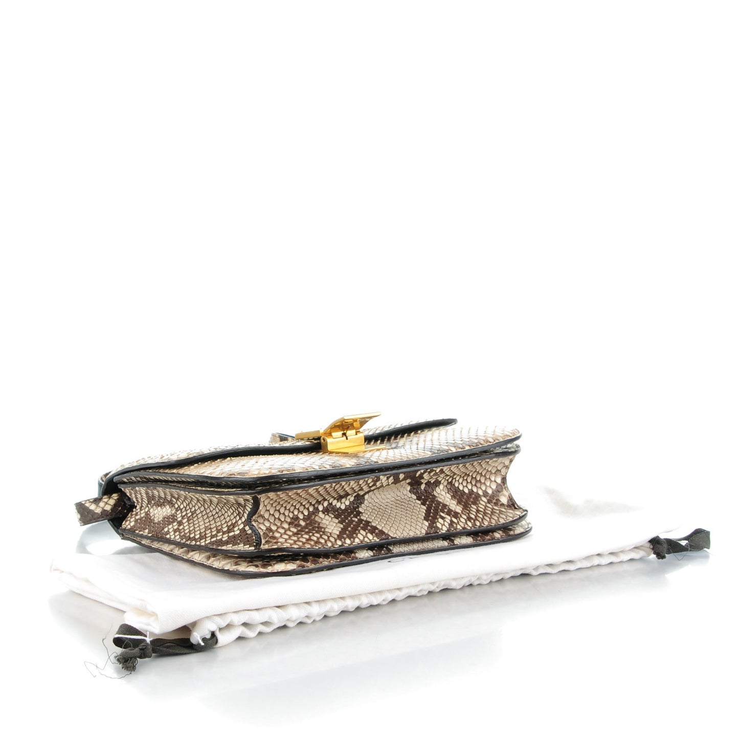 Python Medium Classic Box Flap Bag Natural