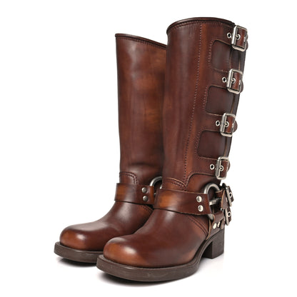 Miu Miu Calfskin Harness Boots 37 Sienna 4 of 12