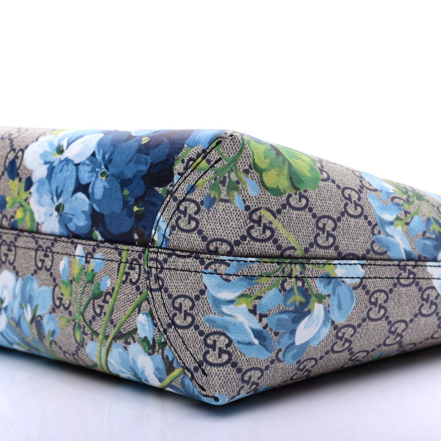 GG Supreme Monogram Blooms Small Reversible Tote Beige Blue Navy