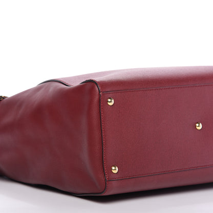 Fendi Vitello Elite Large 2Jours Tote Rosso Scuro Ciliegia 6 of 9